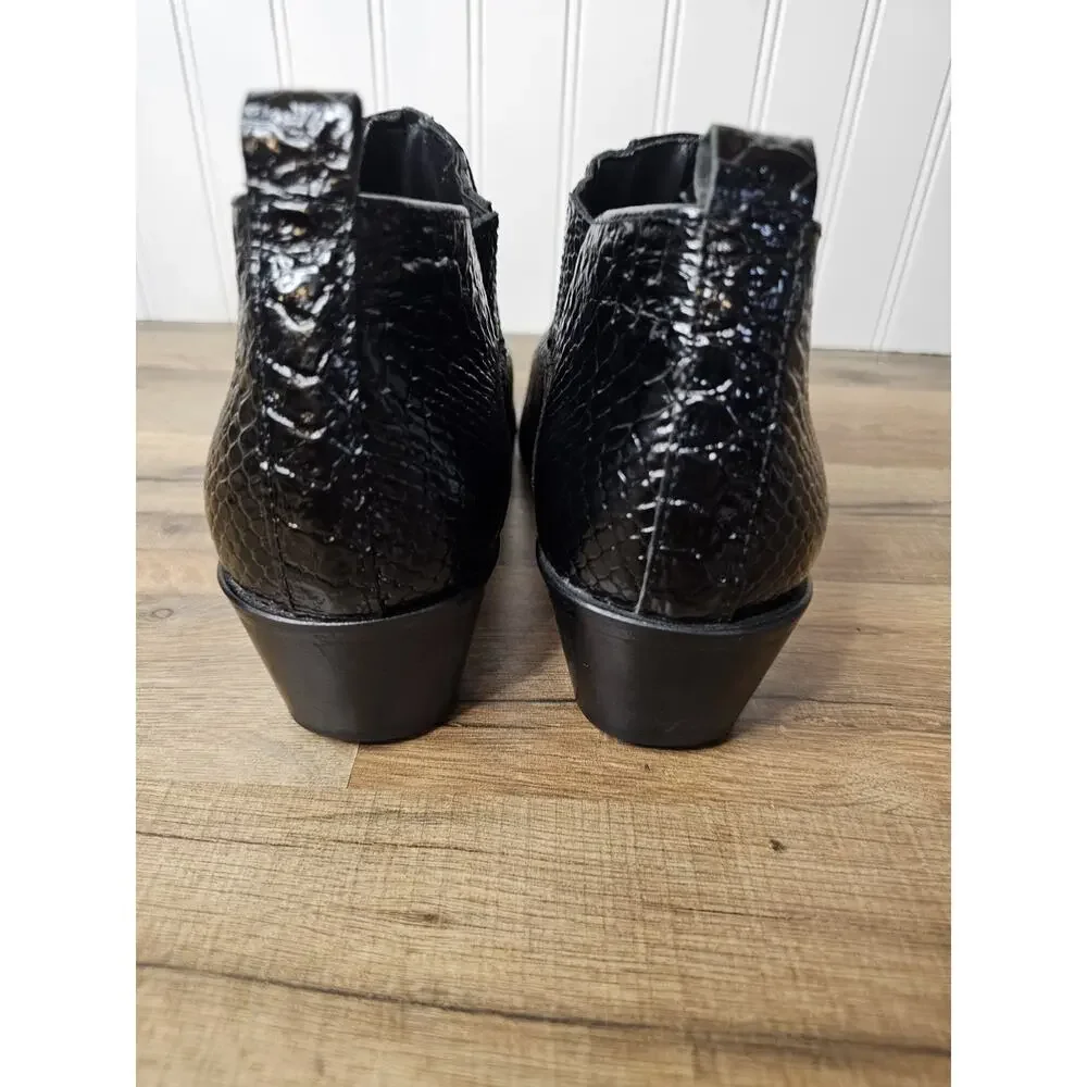 Stacy Adams Men's Sandoval Cuban Heeled Ankle Boot‎ Black Men's 8.5 Crocodile